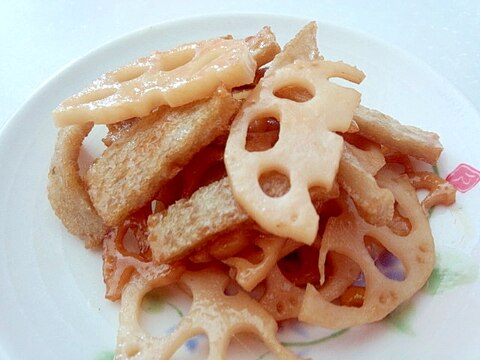 じゃこ天とレンコンのお好みソース炒め♪